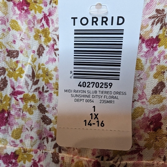 NWT Torrid Midi Rayon floral Tiered Dress, size 1x 14/16 - Picture 12 of 16